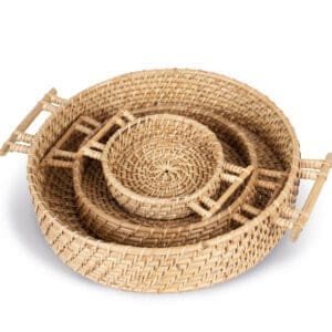 Panier plat en rotin tressé à la main