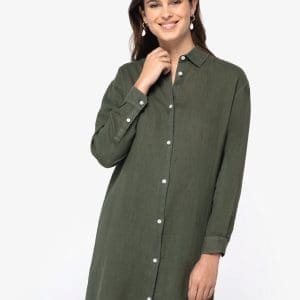 Robe chemise écoresponsable en lin femme